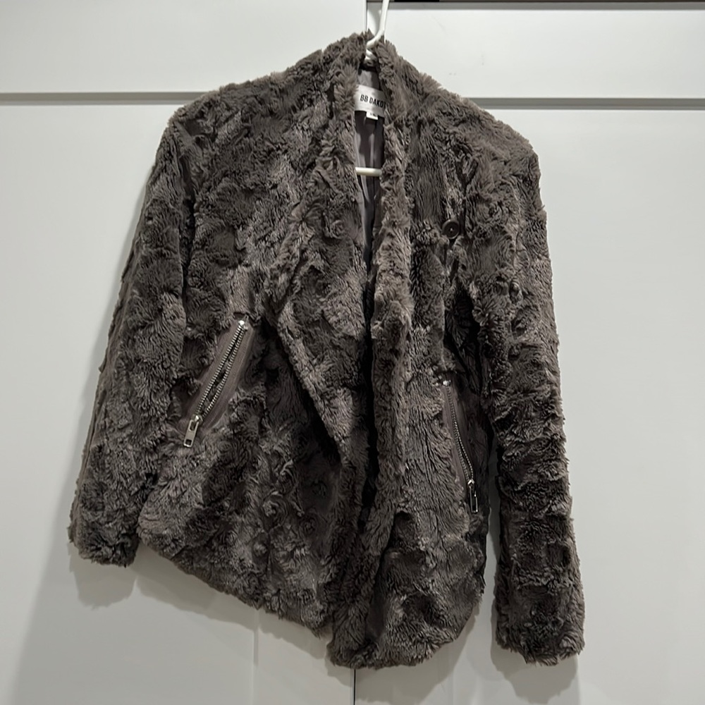 Grey faux fur jacket